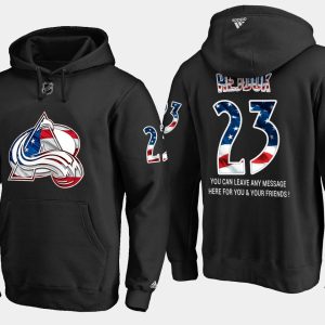 Gorgeous Avalanche #23 Milan Hejduk NHL Banner Wave Usa Flag Black Hoodie for true hockey enthusiasts