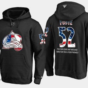Gorgeous Avalanche #52 Adam Foote NHL Banner Wave Usa Flag Black Hoodie for true hockey enthusiasts