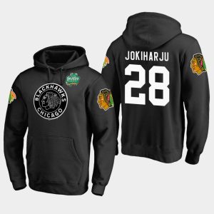 Gorgeous Blackhawks #28 Henri Jokiharju Black 2018 Winter Classic Primary Logo Pullover Hoodie for an exciting hockey game