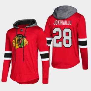 Gorgeous Blackhawks #28 Henri Jokiharju Red 2018 Pullover Platinum Hoodie to support your favorite players