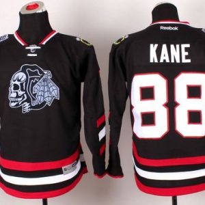 Gorgeous Blackhawks #88 Patrick Kane Black(White Skull) 2014 Stadium Series Stitched Youth NHL Jersey for an exciting hockey game