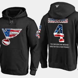 Gorgeous Blues #4 Carl Gunnarsson NHL Banner Wave Usa Flag Black Hoodie for die   hard Blackhawks fans