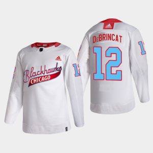 Gorgeous Chicago Blackhawks #12 Alex Debrincat Men's White One Community Night NHL Jersey for die   hard Blackhawks fans