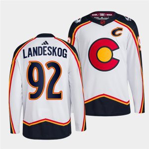 Gorgeous Colorado Avalanche #92 Gabriel Landeskog Men's adidas Reverse Retro 2.0 Authentic Player Jersey   White for die   hard Blackhawks fans