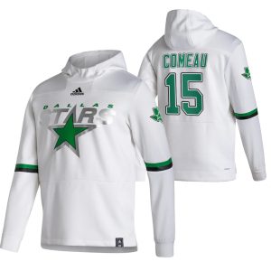 Gorgeous Dallas Stars #15 Blake Comeau Adidas Reverse Retro Pullover Hoodie White to show your team love