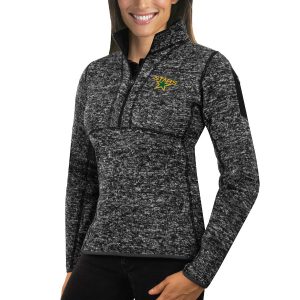 Gorgeous Dallas Stars Antigua Women's Fortune 1/2 Zip Pullover Sweater Charcoal for true hockey enthusiasts