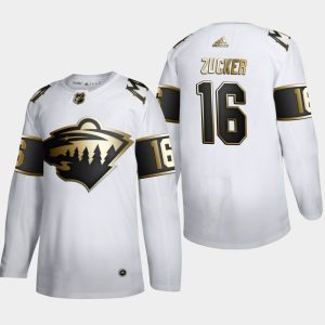 Gorgeous Minnesota Wild #16 Jason Zucker Men's Adidas White Golden Edition Limited Stitched NHL Jersey for die   hard Blackhawks fans