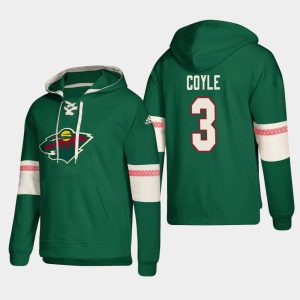 Gorgeous Minnesota Wild #3 Charlie Coyle Green adidas Lace Up Pullover Hoodie for an exciting hockey game