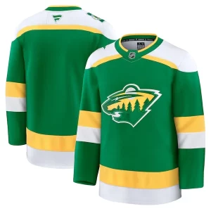 Gorgeous Minnesota Wild Alternate Premium Jersey   Green for die   hard Blackhawks fans