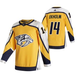 Gorgeous Nashville Predators #14 Mattias Ekholm Yellow Men's Adidas 2020 21 Reverse Retro Alternate NHL Jersey to stand out at the stadium