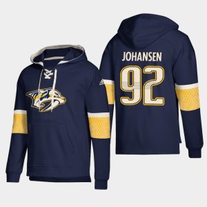 Gorgeous Nashville Predators #92 Ryan Johansen Navy adidas Lace Up Pullover Hoodie for a valuable hockey collectible