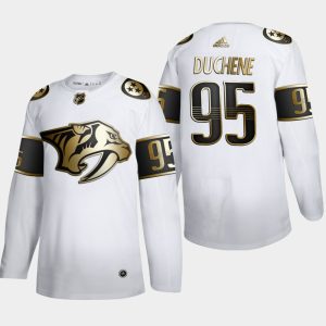 Gorgeous Nashville Predators #95 Matt Duchene Men's Adidas White Golden Edition Limited Stitched NHL Jersey to show your team love
