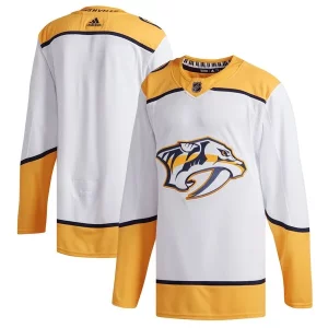 Gorgeous Nashville Predators adidas Away Authentic Jersey   White for a valuable hockey collectible