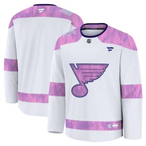 Gorgeous St. Louis Blues 2024 Hockey Fights Cancer Practice Jersey   White for true hockey enthusiasts