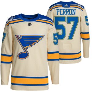 Gorgeous St. Louis Blues #57 David Perron Men's Adidas 2022 Winter Classic NHL Authentic Jersey Cream for an exciting hockey game