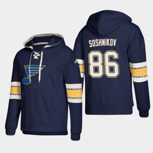 Gorgeous St. Louis Blues #86 Nikita Soshnikov Blue adidas Lace Up Pullover Hoodie for die   hard Blackhawks fans