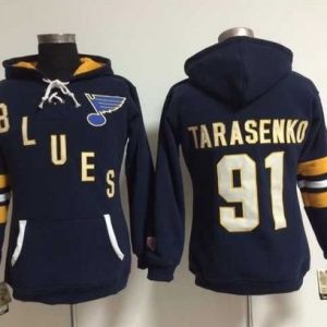 Gorgeous St. Louis Blues #91 Vladimir Tarasenko Navy Blue Women's Old Time Heidi NHL Hoodie to stand out at the stadium