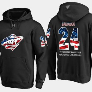 Gorgeous Wild #24 Matt Dumba NHL Banner Wave Usa Flag Black Hoodie for die   hard Blackhawks fans