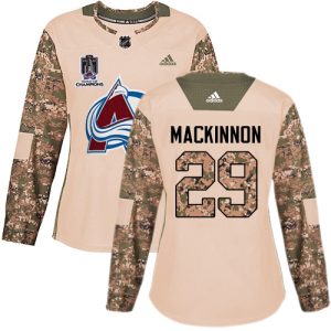 Impressive Adidas Avalanche #29 Nathan MacKinnon Camo Authentic Women's 2022 Stanley Cup Champions Veterans Day Stitched NHL Jersey to stand out at the stadium