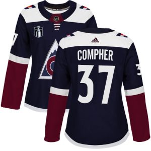 Impressive Adidas Avalanche #37 J.T. Compher Navy Women's 2022 Stanley Cup Final Patch Alternate Authentic Stitched NHL Jersey for top   notch game   day wear