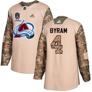 Impressive Adidas Avalanche #4 Bowen Byram Camo Authentic Youth 2022 Stanley Cup Champions Veterans Day Stitched NHL Jersey for a valuable hockey collectible