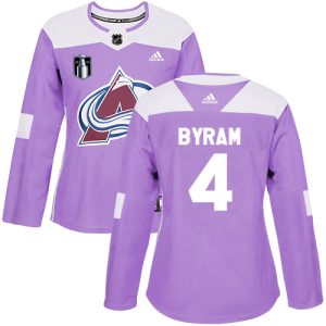Impressive Adidas Avalanche #4 Bowen Byram Purple Women's 2022 Stanley Cup Final Patch Authentic Fights Cancer Stitched NHL Jersey for a memorable sports moment