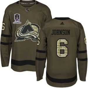 Impressive Adidas Avalanche #6 Erik Johnson Green 2022 Stanley Cup Champions Salute To Service Stitched NHL Jersey for die   hard Blackhawks fans