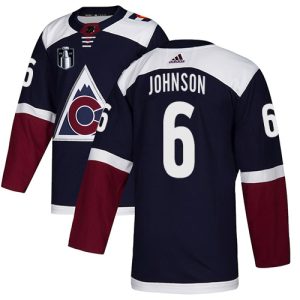 Impressive Adidas Avalanche #6 Erik Johnson Navy 2022 Stanley Cup Final Patch Alternate Authentic Stitched NHL Jersey for a valuable hockey collectible