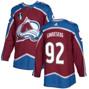 Impressive Adidas Avalanche #92 Gabriel Landeskog Burgundy Youth 2022 Stanley Cup Final Patch Home Authentic Stitched NHL Jersey for a valuable hockey collectible