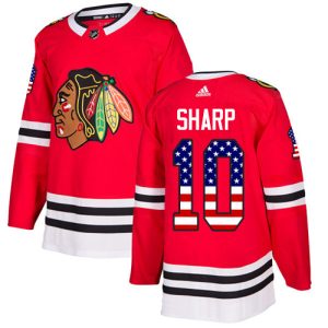 Impressive Adidas Blackhawks #10 Patrick Sharp Red Home Authentic USA Flag Stitched Youth NHL Jersey to stand out at the stadium