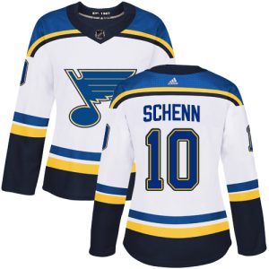 Impressive Adidas Blues #10 Brayden Schenn White Road Authentic Women's Stitched NHL Jersey for die   hard Blackhawks fans