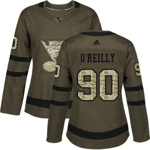 Impressive Adidas Blues #90 Ryan O'Reilly Green Salute to Service Women's Stitched NHL Jersey for true hockey enthusiasts