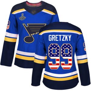 Impressive Adidas Blues #99 Wayne Gretzky Blue Home Authentic USA Flag Stanley Cup Champions Women's Stitched NHL Jersey to support your favorite players