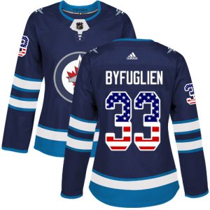 Impressive Adidas Jets #33 Dustin Byfuglien Navy Blue Home Authentic USA Flag Women's Stitched NHL Jersey for an exciting hockey game