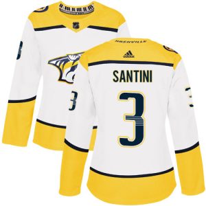Impressive Adidas Predators #3 Steven Santini White Road Authentic Women's Stitched NHL Jersey to support your favorite players