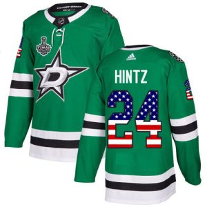 Impressive Adidas Stars #24 Roope Hintz Green Home Authentic USA Flag Youth 2020 Stanley Cup Final Stitched NHL Jersey for die   hard Blackhawks fans