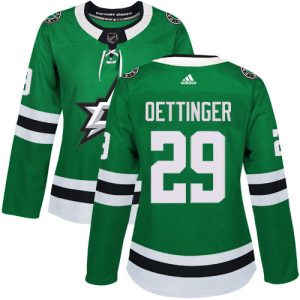 Impressive Adidas Stars #29 Jake Oettinger Green Home Authentic Women's Stitched NHL Jersey to show your team love