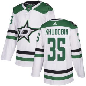 Impressive Adidas Stars #35 Anton Khudobin White Road Authentic Stitched NHL Jersey to stand out at the stadium