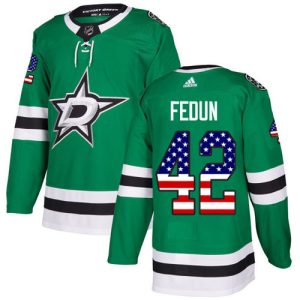 Impressive Adidas Stars #42 Taylor Fedun Green Home Authentic USA Flag Youth Stitched NHL Jersey to show your team love