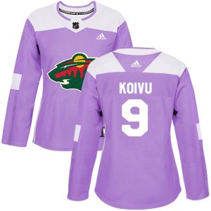 Impressive Adidas Wild #9 Mikko Koivu Purple Authentic Fights Cancer Women's Stitched NHL Jersey to support your favorite players
