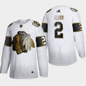 Impressive Chicago Blackhawks #2 Duncan Keith Men's Adidas White Golden Edition Limited Stitched NHL Jersey for die   hard Blackhawks fans