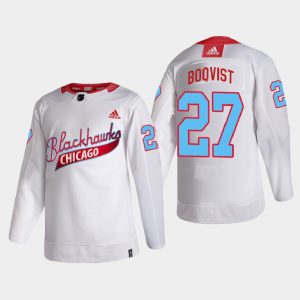Impressive Chicago Blackhawks #27 Adam Boqvist Men's White One Community Night NHL Jersey to stand out at the stadium