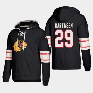 Impressive Chicago Blackhawks #29 Andreas Martinsen Black adidas Lace Up Pullover Hoodie for true hockey enthusiasts