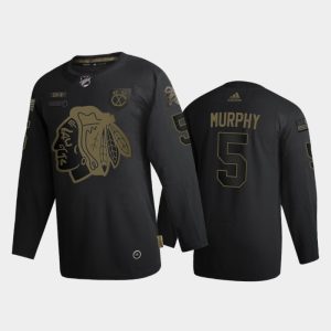 Impressive Chicago Blackhawks #5 Connor Murphy Men's Adidas 2020 Veterans Day Authentic NHL Jersey   Black to stand out at the stadium