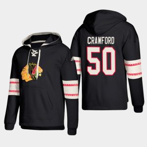 Impressive Chicago Blackhawks #50 Corey Crawford Black adidas Lace Up Pullover Hoodie to add to your hockey memorabilia collection