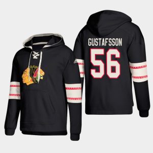 Impressive Chicago Blackhawks #56 Erik Gustafsson Black adidas Lace Up Pullover Hoodie for true hockey enthusiasts
