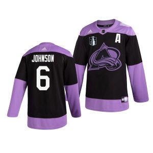 Impressive Colorado Avalanche #6 Erik Johnson Adidas 2022 Stanley Cup Final Patch Men's Hockey Fights Cancer Practice NHL Jersey Black for a valuable hockey collectible