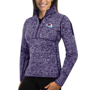 Impressive Colorado Avalanche Antigua Women's Fortune 1/2 Zip Pullover Sweater Purple to stand out at the stadium