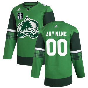 Impressive Colorado Avalanche Men's Adidas 2022 Stanley Cup Final Patch Patrick's Day Custom Stitched NHL Jersey Green for a memorable sports moment