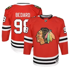 Impressive Connor Bedard Chicago Blackhawks Youth Home Premier Player Jersey   Red for die   hard Blackhawks fans